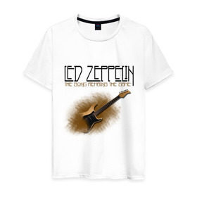 Мужская футболка хлопок с принтом Led Zeppelin (2) в Курске, 100% хлопок | прямой крой, круглый вырез горловины, длина до линии бедер, слегка спущенное плечо. | Тематика изображения на принте: heavy metal | led zepelin | metal | rock | trash metal | квартет | лед | метал | рок | рок группа | рок группы | трэш метал | хеви метал | цеппелин