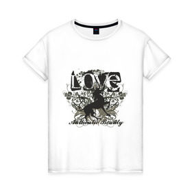 Женская футболка хлопок с принтом Love (13) в Курске, 100% хлопок | прямой крой, круглый вырез горловины, длина до линии бедер, слегка спущенное плечо | 8 марта | love | девушкам | лав | лошадка | лошадь | любовь | узоры
