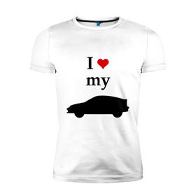 Мужская футболка премиум с принтом I love my CRX (2) в Курске, 92% хлопок, 8% лайкра | приталенный силуэт, круглый вырез ворота, длина до линии бедра, короткий рукав | car | crx | i love my crx | авто | автомобиль | машины | тачки