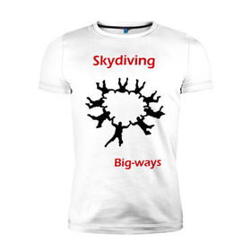 Мужская футболка премиум с принтом Skydiving в Курске, 92% хлопок, 8% лайкра | приталенный силуэт, круглый вырез ворота, длина до линии бедра, короткий рукав | sky | skydiving | небо | парашют | парашютизм | скай | скайдайвинг