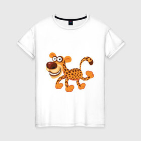 Женская футболка хлопок с принтом Леопард smile в Курске, 100% хлопок | прямой крой, круглый вырез горловины, длина до линии бедер, слегка спущенное плечо | leopard | животные | леопард | улыбка