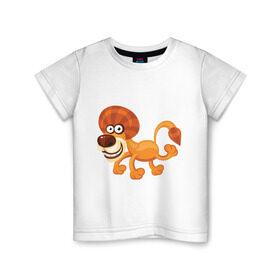 Детская футболка хлопок с принтом Лев smile в Курске, 100% хлопок | круглый вырез горловины, полуприлегающий силуэт, длина до линии бедер | lion | smile | животные | лев | львенок