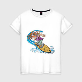 Женская футболка хлопок с принтом Surfer (Серфер) в Курске, 100% хлопок | прямой крой, круглый вырез горловины, длина до линии бедер, слегка спущенное плечо | 