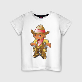 Детская футболка хлопок с принтом Ковбой в Курске, 100% хлопок | круглый вырез горловины, полуприлегающий силуэт, длина до линии бедер | 