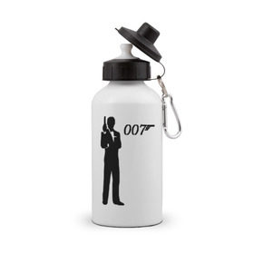 Бутылка спортивная с принтом 007 в Курске, металл | емкость — 500 мл, в комплекте две пластиковые крышки и карабин для крепления | Тематика изображения на принте: james bond | агент 007 | бонд | джеймс бонд