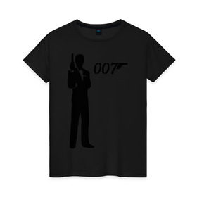 Женская футболка хлопок с принтом 007 в Курске, 100% хлопок | прямой крой, круглый вырез горловины, длина до линии бедер, слегка спущенное плечо | james bond | агент 007 | бонд | джеймс бонд
