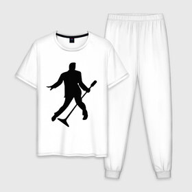 Мужская пижама хлопок с принтом Elvis Presley в Курске, 100% хлопок | брюки и футболка прямого кроя, без карманов, на брюках мягкая резинка на поясе и по низу штанин
 | 
