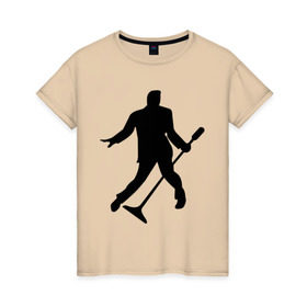 Женская футболка хлопок с принтом Elvis Presley в Курске, 100% хлопок | прямой крой, круглый вырез горловины, длина до линии бедер, слегка спущенное плечо | 