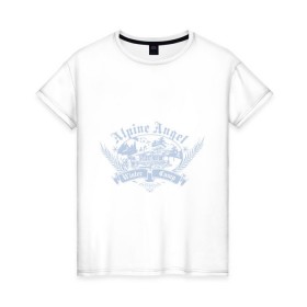 Женская футболка хлопок с принтом Alpine angel в Курске, 100% хлопок | прямой крой, круглый вырез горловины, длина до линии бедер, слегка спущенное плечо | 