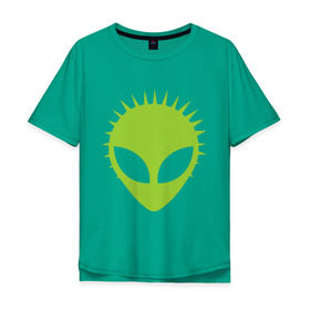 Мужская футболка хлопок Oversize с принтом Гуманоид в Курске, 100% хлопок | свободный крой, круглый ворот, “спинка” длиннее передней части | гуманоид | инопланетянин | летающая тарелка | нло | пришелец | пришельцы