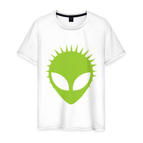 Мужская футболка хлопок с принтом Гуманоид в Курске, 100% хлопок | прямой крой, круглый вырез горловины, длина до линии бедер, слегка спущенное плечо. | гуманоид | инопланетянин | летающая тарелка | нло | пришелец | пришельцы