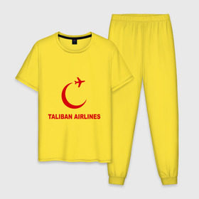 Мужская пижама хлопок с принтом Taliban airlines (2) в Курске, 100% хлопок | брюки и футболка прямого кроя, без карманов, на брюках мягкая резинка на поясе и по низу штанин
 | airlines | taliban | авиалинии | полет | рейс | самолет | талибы