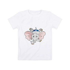 Детская футболка хлопок с принтом Слон (3) в Курске, 100% хлопок | круглый вырез горловины, полуприлегающий силуэт, длина до линии бедер | 