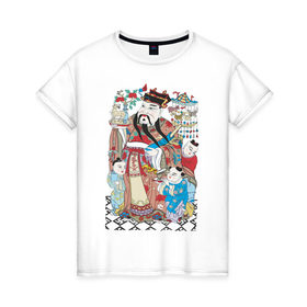 Женская футболка хлопок с принтом Китайские мотивы в Курске, 100% хлопок | прямой крой, круглый вырез горловины, длина до линии бедер, слегка спущенное плечо | древний китай | картина | китай | китайская семья | китайские мотивы
