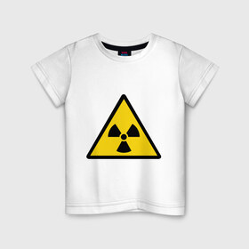 Детская футболка хлопок с принтом Эмблема (5) в Курске, 100% хлопок | круглый вырез горловины, полуприлегающий силуэт, длина до линии бедер | radiation | знак | знак радиации | предупреждение | радиация | эмблема