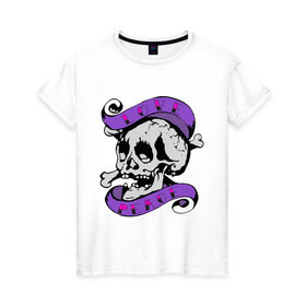Женская футболка хлопок с принтом Love Peace в Курске, 100% хлопок | прямой крой, круглый вырез горловины, длина до линии бедер, слегка спущенное плечо | skull | череп | череп и кости