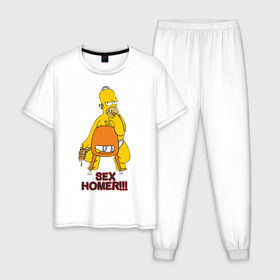 Мужская пижама хлопок с принтом Simpsons (2) в Курске, 100% хлопок | брюки и футболка прямого кроя, без карманов, на брюках мягкая резинка на поясе и по низу штанин
 | Тематика изображения на принте: гомер