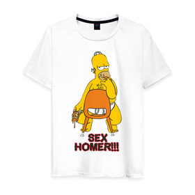 Мужская футболка хлопок с принтом Simpsons (2) в Курске, 100% хлопок | прямой крой, круглый вырез горловины, длина до линии бедер, слегка спущенное плечо. | Тематика изображения на принте: гомер