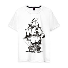 Мужская футболка хлопок с принтом Pirats (4) в Курске, 100% хлопок | прямой крой, круглый вырез горловины, длина до линии бедер, слегка спущенное плечо. | пират