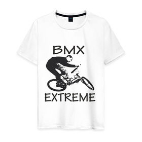 Мужская футболка хлопок с принтом Bmx extreme в Курске, 100% хлопок | прямой крой, круглый вырез горловины, длина до линии бедер, слегка спущенное плечо. | 