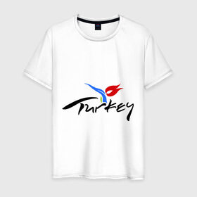 Мужская футболка хлопок с принтом Turkey в Курске, 100% хлопок | прямой крой, круглый вырез горловины, длина до линии бедер, слегка спущенное плечо. | turkey | алания | анталья | белек | отдых в турции | отпуск в турции | турция