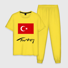 Мужская пижама хлопок с принтом Turkey (2) в Курске, 100% хлопок | брюки и футболка прямого кроя, без карманов, на брюках мягкая резинка на поясе и по низу штанин
 | turkey | алания | анталья | белек | отдых в турции | отпуск в турции | турецкий флаг | турция | флаг турции