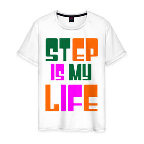 Мужская футболка хлопок с принтом DNB step (2) в Курске, 100% хлопок | прямой крой, круглый вырез горловины, длина до линии бедер, слегка спущенное плечо. | dnb | dubstep | step | step is my life | бас | драм | жизнь | музыка | электронная музыка