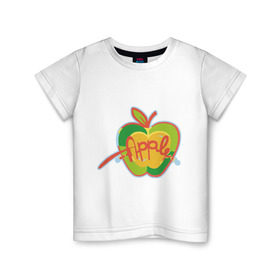 Детская футболка хлопок с принтом Apple (3) в Курске, 100% хлопок | круглый вырез горловины, полуприлегающий силуэт, длина до линии бедер | Тематика изображения на принте: apple | яблоко | яблочко