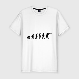 Мужская футболка премиум с принтом Hunter evolution в Курске, 92% хлопок, 8% лайкра | приталенный силуэт, круглый вырез ворота, длина до линии бедра, короткий рукав | 