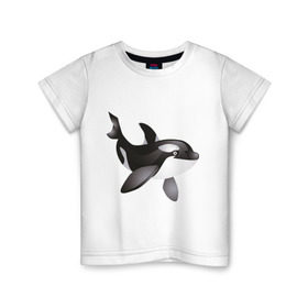 Детская футболка хлопок с принтом Дельфинчик в Курске, 100% хлопок | круглый вырез горловины, полуприлегающий силуэт, длина до линии бедер | дельфин | дельфинчик