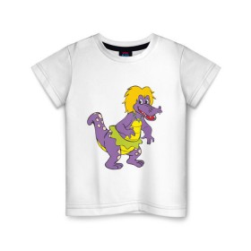 Детская футболка хлопок с принтом Динозаврик в Курске, 100% хлопок | круглый вырез горловины, полуприлегающий силуэт, длина до линии бедер | динозавр | динозаврик | дракон. дракончик