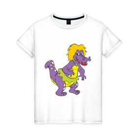 Женская футболка хлопок с принтом Динозаврик в Курске, 100% хлопок | прямой крой, круглый вырез горловины, длина до линии бедер, слегка спущенное плечо | динозавр | динозаврик | дракон. дракончик
