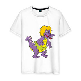 Мужская футболка хлопок с принтом Динозаврик в Курске, 100% хлопок | прямой крой, круглый вырез горловины, длина до линии бедер, слегка спущенное плечо. | динозавр | динозаврик | дракон. дракончик