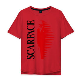 Мужская футболка хлопок Oversize с принтом Аль Пачино - Scarface (black) в Курске, 100% хлопок | свободный крой, круглый ворот, “спинка” длиннее передней части | scarface | аль | лицо со шрамом | пачино