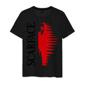 Мужская футболка хлопок с принтом Аль Пачино - Scarface (black) в Курске, 100% хлопок | прямой крой, круглый вырез горловины, длина до линии бедер, слегка спущенное плечо. | scarface | аль | лицо со шрамом | пачино
