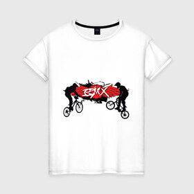 Женская футболка хлопок с принтом BMX (2) в Курске, 100% хлопок | прямой крой, круглый вырез горловины, длина до линии бедер, слегка спущенное плечо | bmx | бмх | велик | вело | велосипед | велосипедист | велоспорт | райдер | фрирайд | экстремальный спорт | экстрим