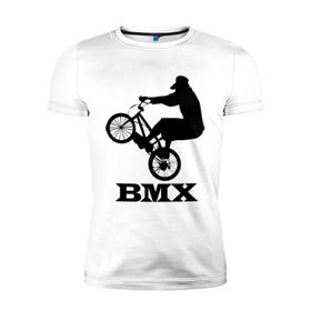 Мужская футболка премиум с принтом BMX (3) в Курске, 92% хлопок, 8% лайкра | приталенный силуэт, круглый вырез ворота, длина до линии бедра, короткий рукав | bmx | бмх | велик | вело | велосипед | велосипедист | велоспорт | райдер | фрирайд | экстремальный спорт | экстрим