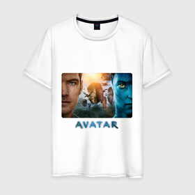 Мужская футболка хлопок с принтом Avatar (3) в Курске, 100% хлопок | прямой крой, круглый вырез горловины, длина до линии бедер, слегка спущенное плечо. | Тематика изображения на принте: avatar | аватар
