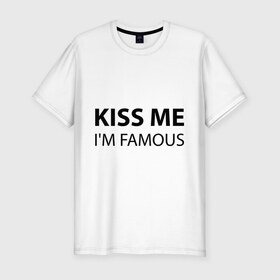 Мужская футболка премиум с принтом Kiss me (3) в Курске, 92% хлопок, 8% лайкра | приталенный силуэт, круглый вырез ворота, длина до линии бедра, короткий рукав | 