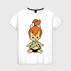 Женская футболка хлопок с принтом Галька Флинстоун в Курске, 100% хлопок | прямой крой, круглый вырез горловины, длина до линии бедер, слегка спущенное плечо | flinstones | флинстоун | флинстоуны