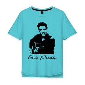 Мужская футболка хлопок Oversize с принтом Elvis Presley (2) в Курске, 100% хлопок | свободный крой, круглый ворот, “спинка” длиннее передней части | гитара