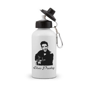Бутылка спортивная с принтом Elvis Presley (2) в Курске, металл | емкость — 500 мл, в комплекте две пластиковые крышки и карабин для крепления | гитара