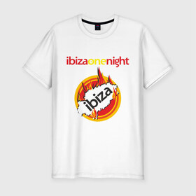 Мужская футболка премиум с принтом Ibiza one night в Курске, 92% хлопок, 8% лайкра | приталенный силуэт, круглый вырез ворота, длина до линии бедра, короткий рукав | ibiza | one night | ибица | фестиваль | электронная музыка