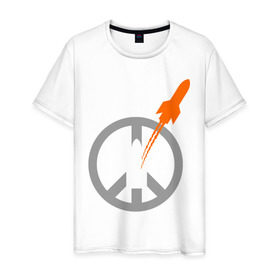 Мужская футболка хлопок с принтом Pacific war в Курске, 100% хлопок | прямой крой, круглый вырез горловины, длина до линии бедер, слегка спущенное плечо. | война | мир | мирная война | ракета