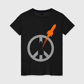 Женская футболка хлопок с принтом Pacific war в Курске, 100% хлопок | прямой крой, круглый вырез горловины, длина до линии бедер, слегка спущенное плечо | война | мир | мирная война | ракета