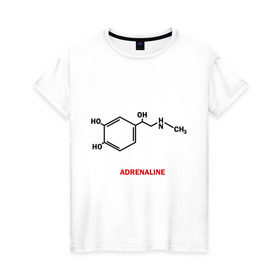 Женская футболка хлопок с принтом Адреналин в Курске, 100% хлопок | прямой крой, круглый вырез горловины, длина до линии бедер, слегка спущенное плечо | adrenaline | адреналин | формула | химическая формула | химия