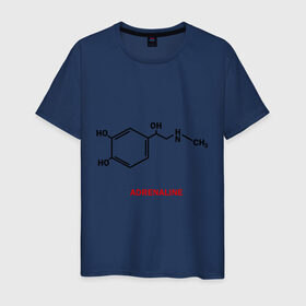 Мужская футболка хлопок с принтом Адреналин в Курске, 100% хлопок | прямой крой, круглый вырез горловины, длина до линии бедер, слегка спущенное плечо. | adrenaline | адреналин | формула | химическая формула | химия