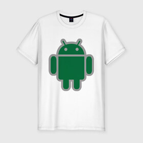 Мужская футболка премиум с принтом Андроид в Курске, 92% хлопок, 8% лайкра | приталенный силуэт, круглый вырез ворота, длина до линии бедра, короткий рукав | android | logo | андройд | логотип