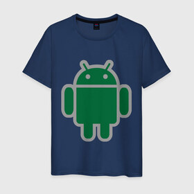 Мужская футболка хлопок с принтом Андроид в Курске, 100% хлопок | прямой крой, круглый вырез горловины, длина до линии бедер, слегка спущенное плечо. | android | logo | андройд | логотип