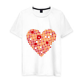 Мужская футболка хлопок с принтом Сердце из квадратиков в Курске, 100% хлопок | прямой крой, круглый вырез горловины, длина до линии бедер, слегка спущенное плечо. | Тематика изображения на принте: квадрат | квадратики | сердечко | сердце